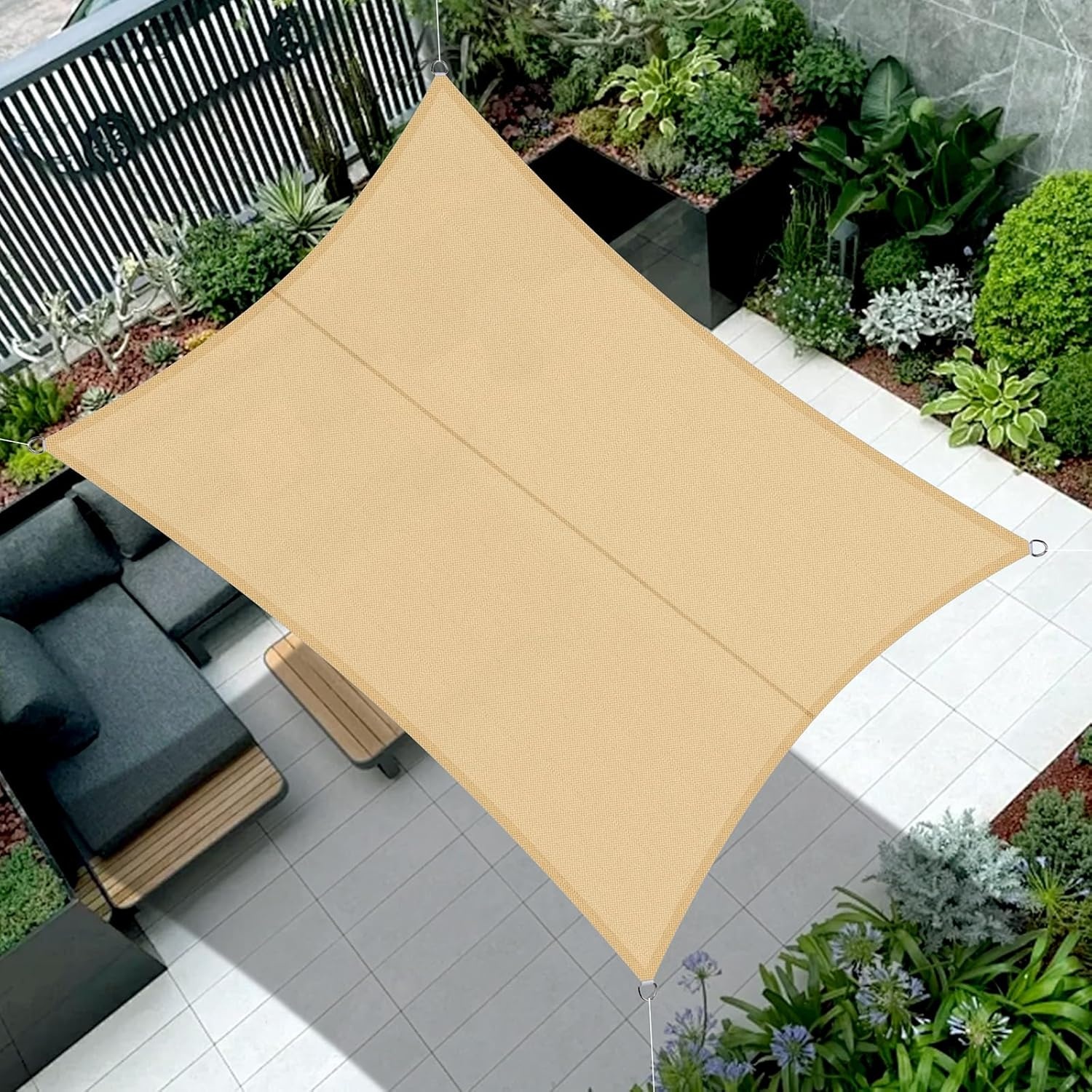Toile d'Ombrage Rectangulaire 4x5m Sable - Jusqu'à 30% de Réduction