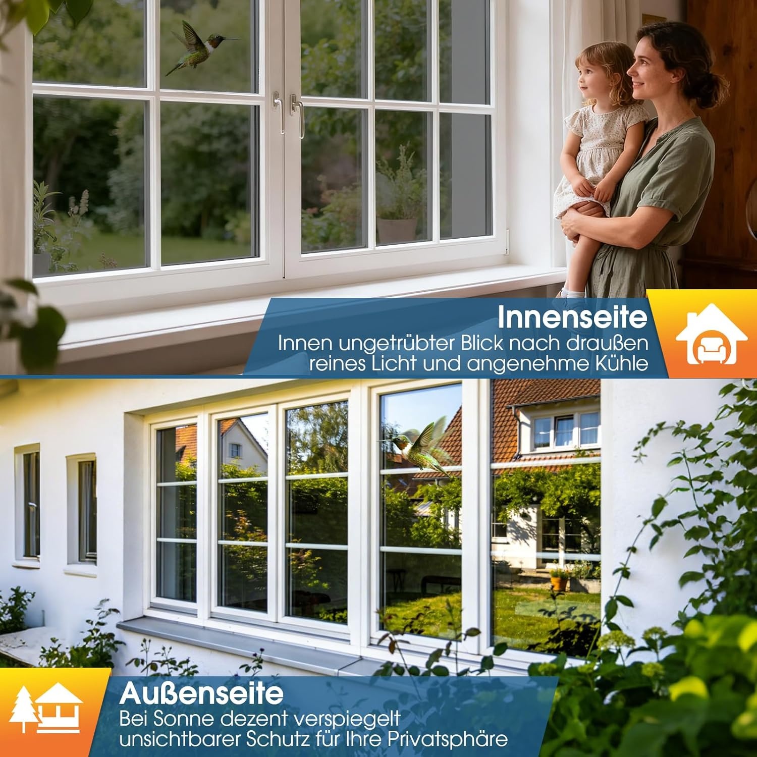 Film Miroir pour Fenêtre Thermoréflecteur Auto-adhésif Contrôle Solaire Protection UV 90x1000cm