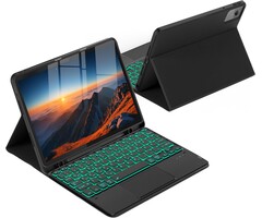 Étui Clavier détachable sans fil QWERTZ avec Touchpad pour Tablette 11 pouces (Lenovo IdeaTab 2025 TB-336ZU/FU), Rétroéclairage 7 couleurs, Noir