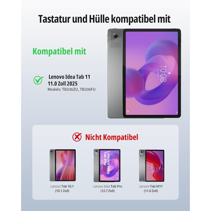 Étui Clavier détachable QWERTZ pour tablette 11", Rétroéclairé, jusqu'à -30% !