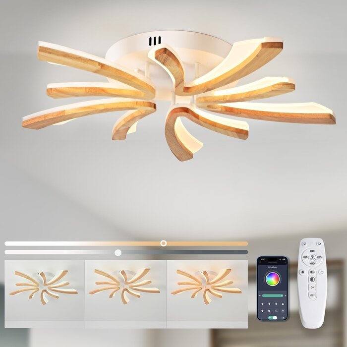 Plafonnier LED Dimmable Bois Fleur - Design & Chaleur, jusqu'à 30% de remise