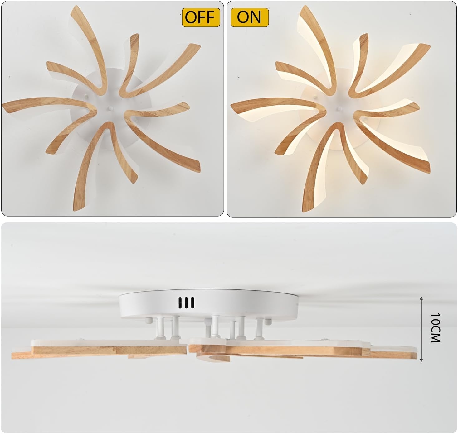 Plafonnier LED Dimmable Bois Fleur - Design & Chaleur, jusqu'à 30% de remise