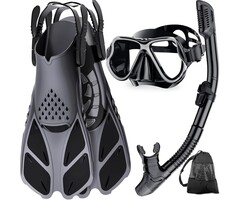 Ensemble de Snorkeling pour Adulte avec Palme, Masque & Tube Réglable - Sac de Voyage Inclus