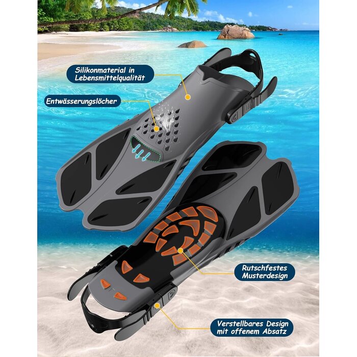 Ensemble de Snorkeling pour Adulte avec Palme, Masque & Tube Réglable - Sac de Voyage Inclus