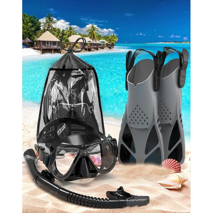 Ensemble Snorkeling Adulte Complet - Palmes, Masque, Tuba - Jusqu'à -35%
