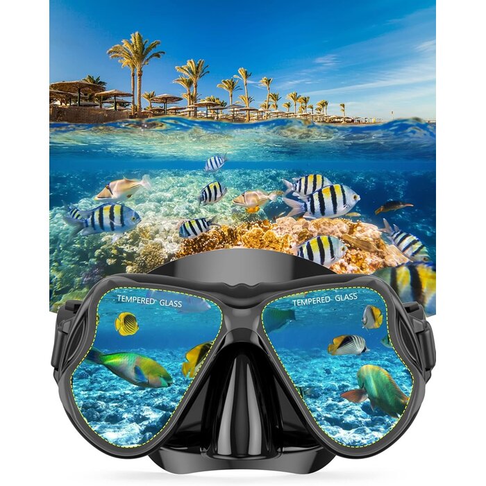 Ensemble de Snorkeling pour Adulte avec Palme, Masque & Tube Réglable - Sac de Voyage Inclus