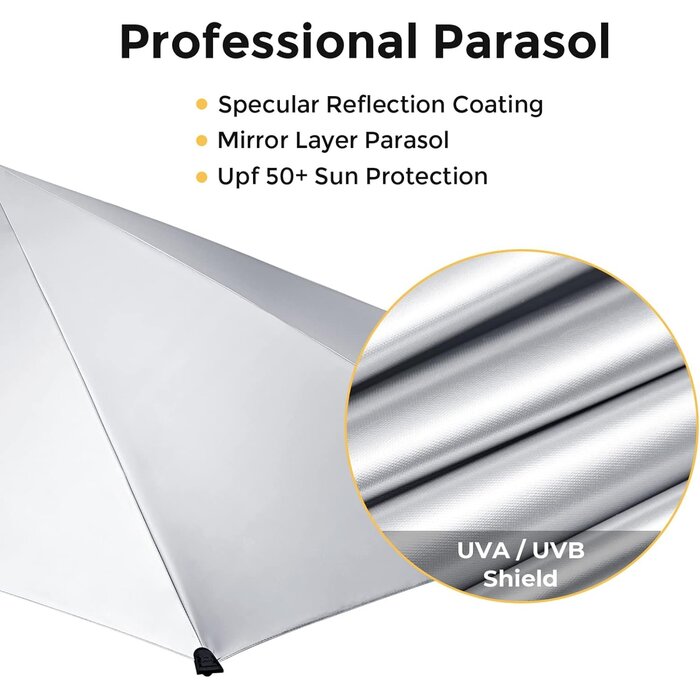 Parasol de Plage XL avec Pince Universelle - Protection UV 50+, Noir