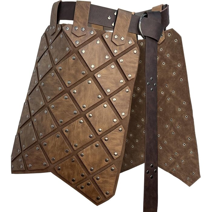 Armure de Cuisses en Similicuir Médiéval avec Ceinture (Marron/Noir, Taille Unique) - Article Outlet