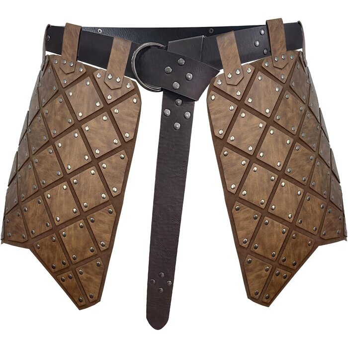 Armure de Cuisses en Similicuir Médiéval avec Ceinture (Marron/Noir, Taille Unique) - Article Outlet