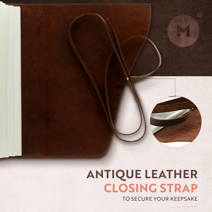 Carnet en cuir ligné, format voyage/scolaire, 400 pages, papier kraft