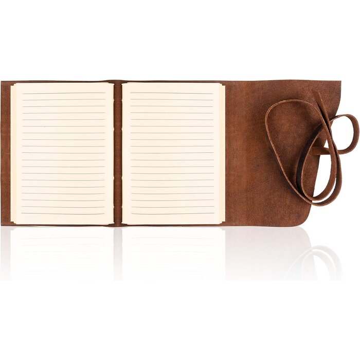 Carnet en cuir ligné, format voyage/scolaire, 400 pages, papier kraft