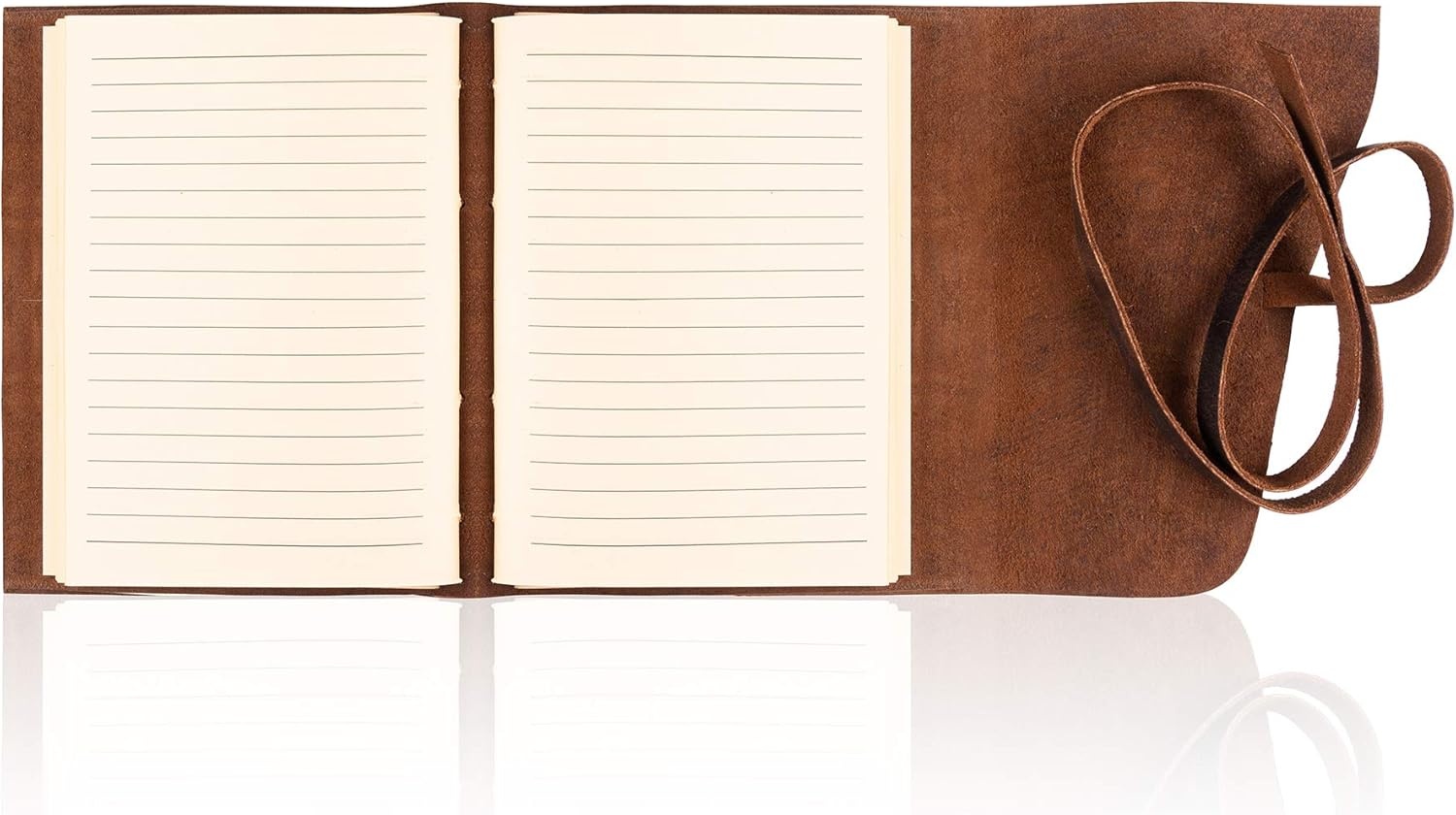 Carnet en cuir ligné, format voyage/scolaire, 400 pages, papier kraft
