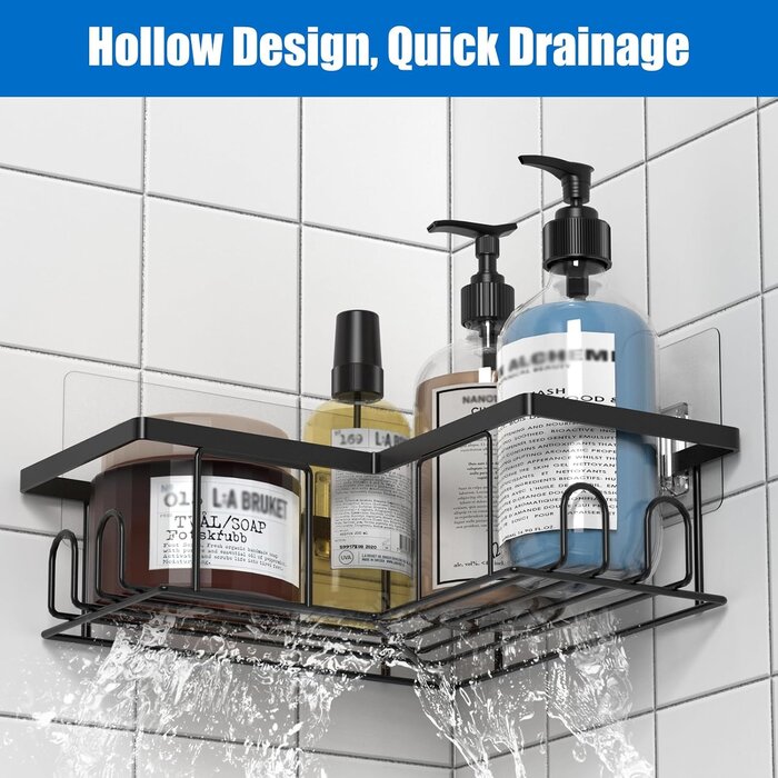 Lot de 3 Étagères d'Angle Adhésives Noires pour Douche | Jusqu'à -30%
