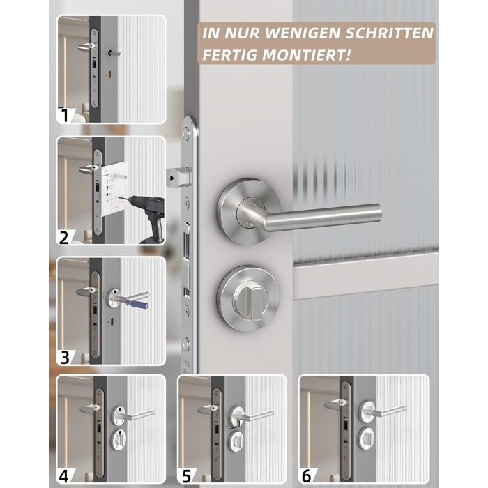 Poignée de porte en acier inoxydable finition flammée - Levier de porte intérieur stylé