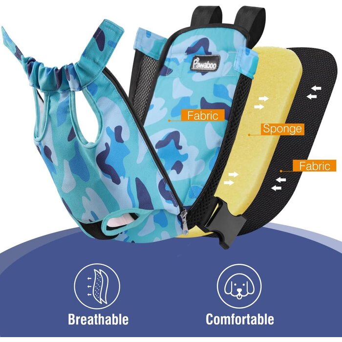 Sac de transport pour chien Pawaboo, camouflage bleu, grande taille, polyester