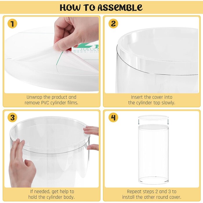 Lot de 3 Présentoirs Cylindriques PVC pour Événements, avec Housses Dorées, Colonnes Décoratives pour Fêtes (Anniversaire, Mariage, Noël)