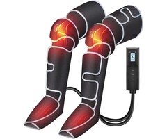 Masseur de Jambes COMFIER avec Chaleur, Compression - Mollet, Genou, Pied - Noir