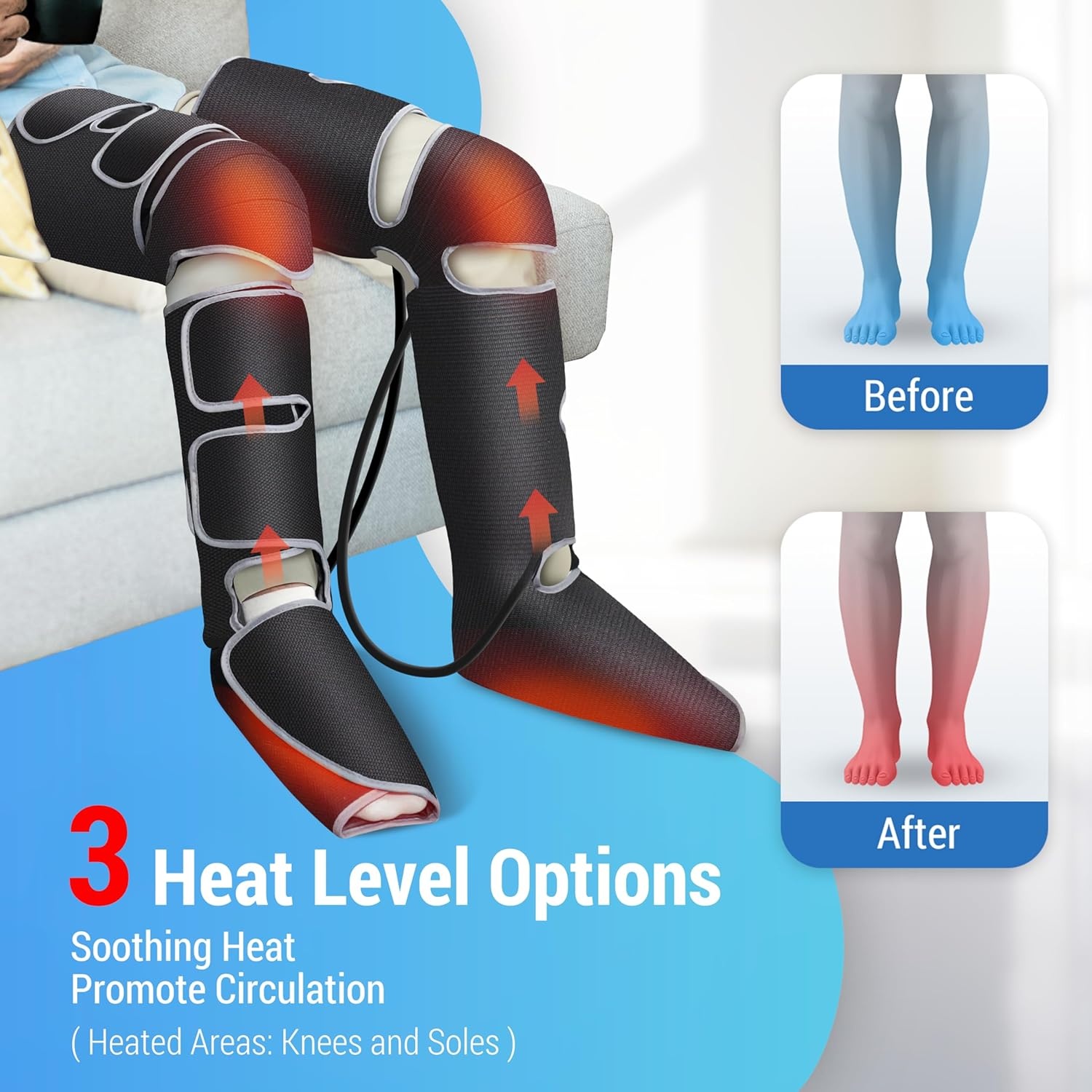 Masseur Jambes & Pieds Chaleur, Compression | Détente Ultime jusqu'à -30%