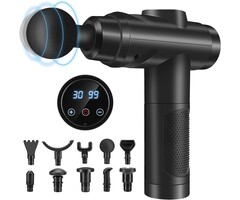 Pistolet de Massage Noir, 30 Vitesses, 10 Embouts pour Récupération Musculaire