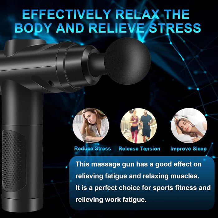 Pistolet de Massage Pro Noir 30 Vitesses/10 Embouts - Récupération Musculaire | Jusqu'à -30%