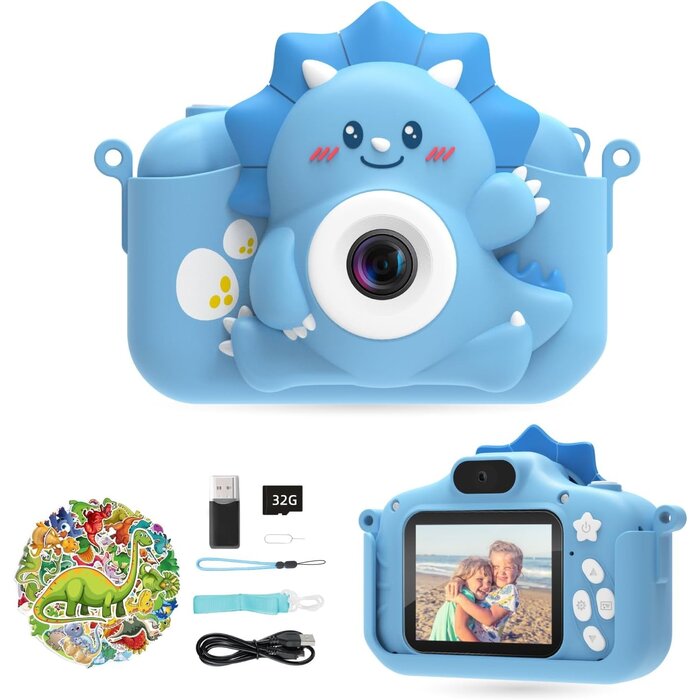 Appareil Photo Numérique Enfant Bleu - 1080P avec Carte 32Go & Écran 2.0"