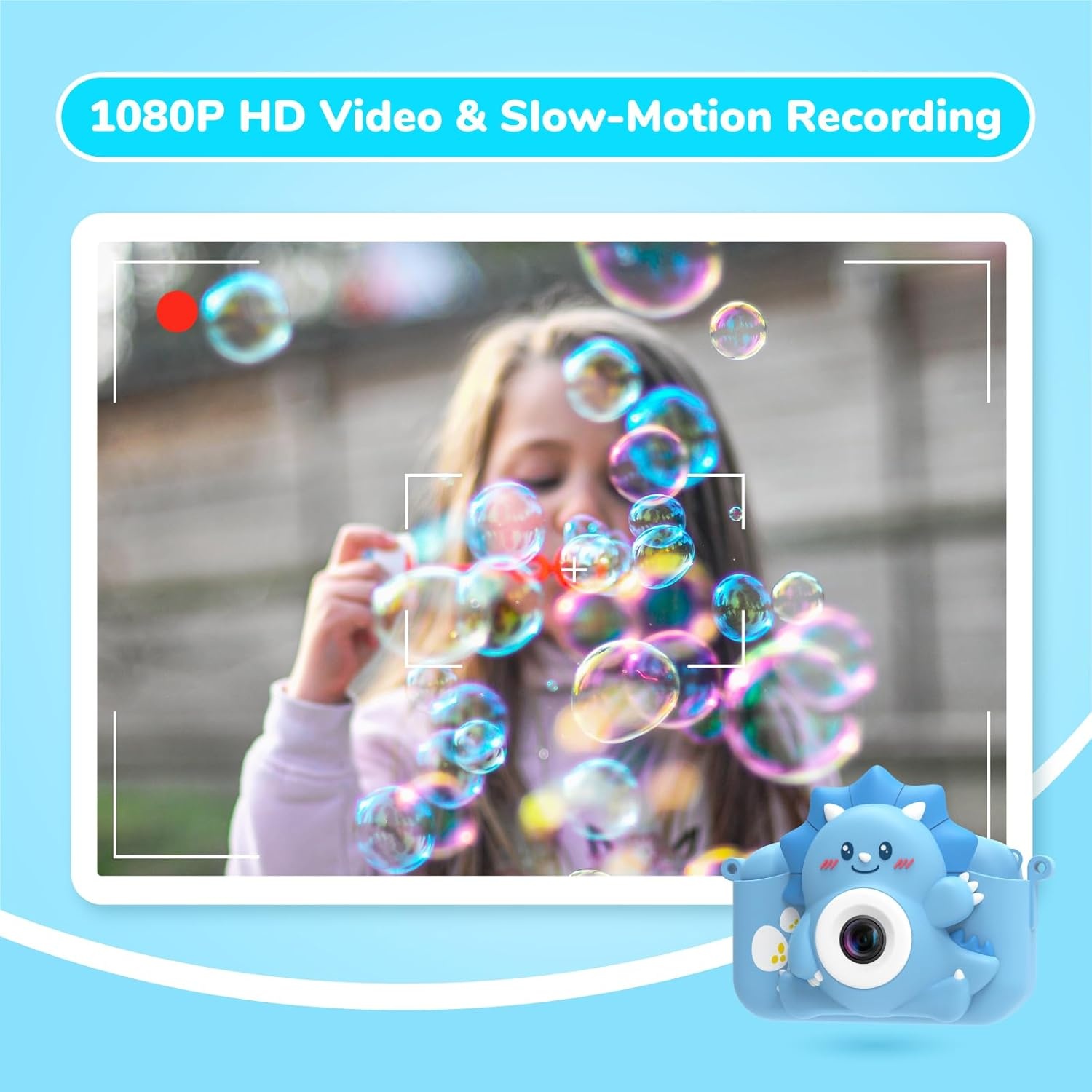 Appareil Photo Numérique Enfant Bleu - 1080P avec Carte 32Go & Écran 2.0"