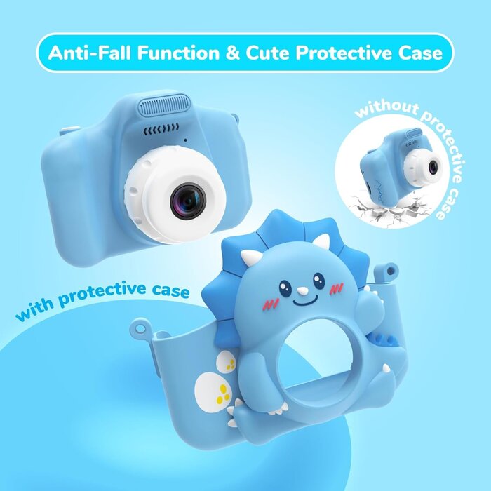 Appareil Photo Numérique Enfant Bleu - 1080P avec Carte 32Go & Écran 2.0"