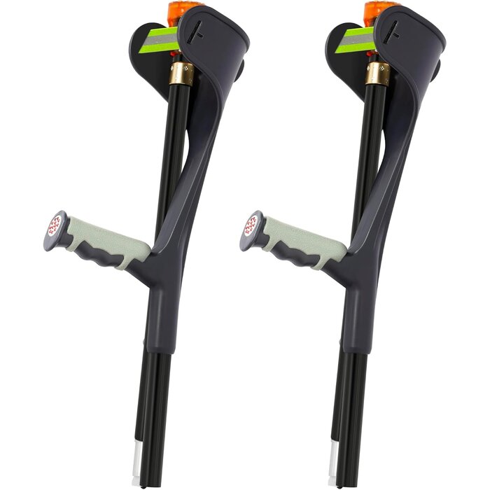 Lot de 2 Béquilles Pliantes pour Adulte - Support Avant-Bras/Aisselles, Noir, Marche, Rééducation - Légères