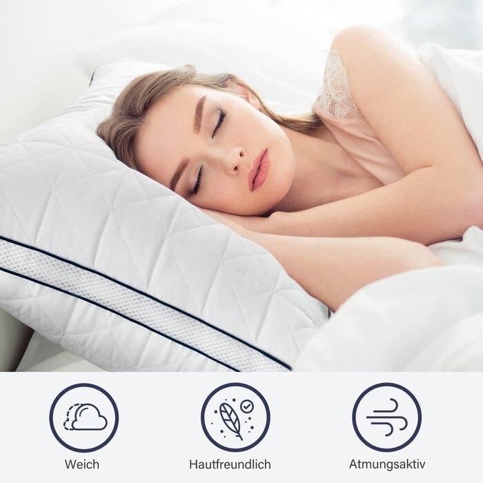 Lot de 2 Oreillers Microfibre 80x80 cm - Confort Réglable, jusqu'à 30% de Réduction
