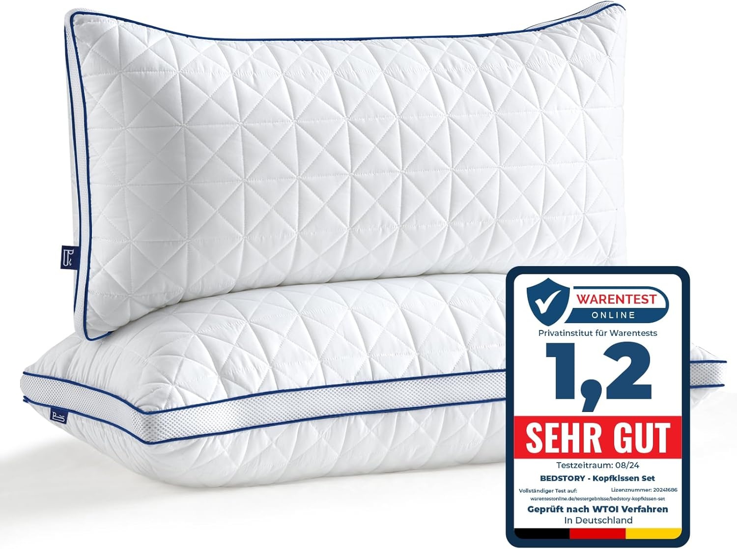 Lot de 2 Oreillers Microfibre 80x80 cm - Confort Réglable, jusqu'à 30% de Réduction