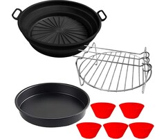 Set d'accessoires en silicone pour Airfryer (4.1L) - 4 Pièces : Moule à gâteau, Rack, Ramequins