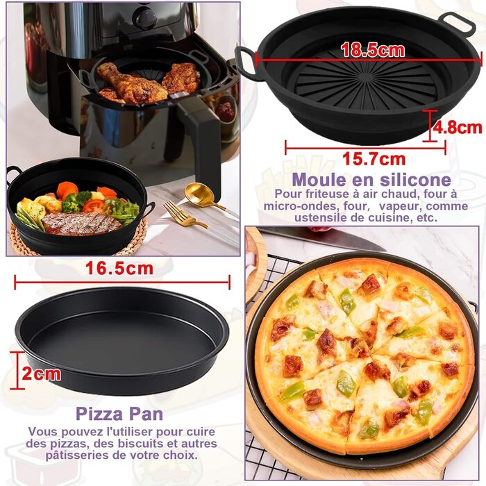 Set d'accessoires en silicone pour Airfryer (4.1L) - 4 Pièces : Moule à gâteau, Rack, Ramequins