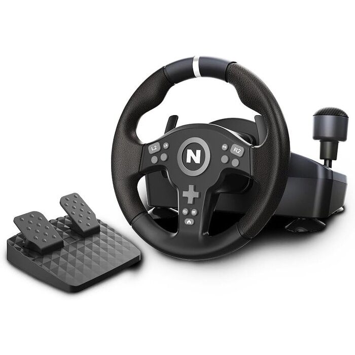 Volant de course avec pédales et levier de vitesses - Compatible PC, PS4, Xbox Series X/S, Xbox One - Angle de 270° avec retour de force