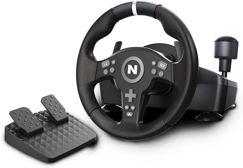 Volant de course PC/PS4/Xbox avec pédales et levier - Jusqu'à 35% de réduction