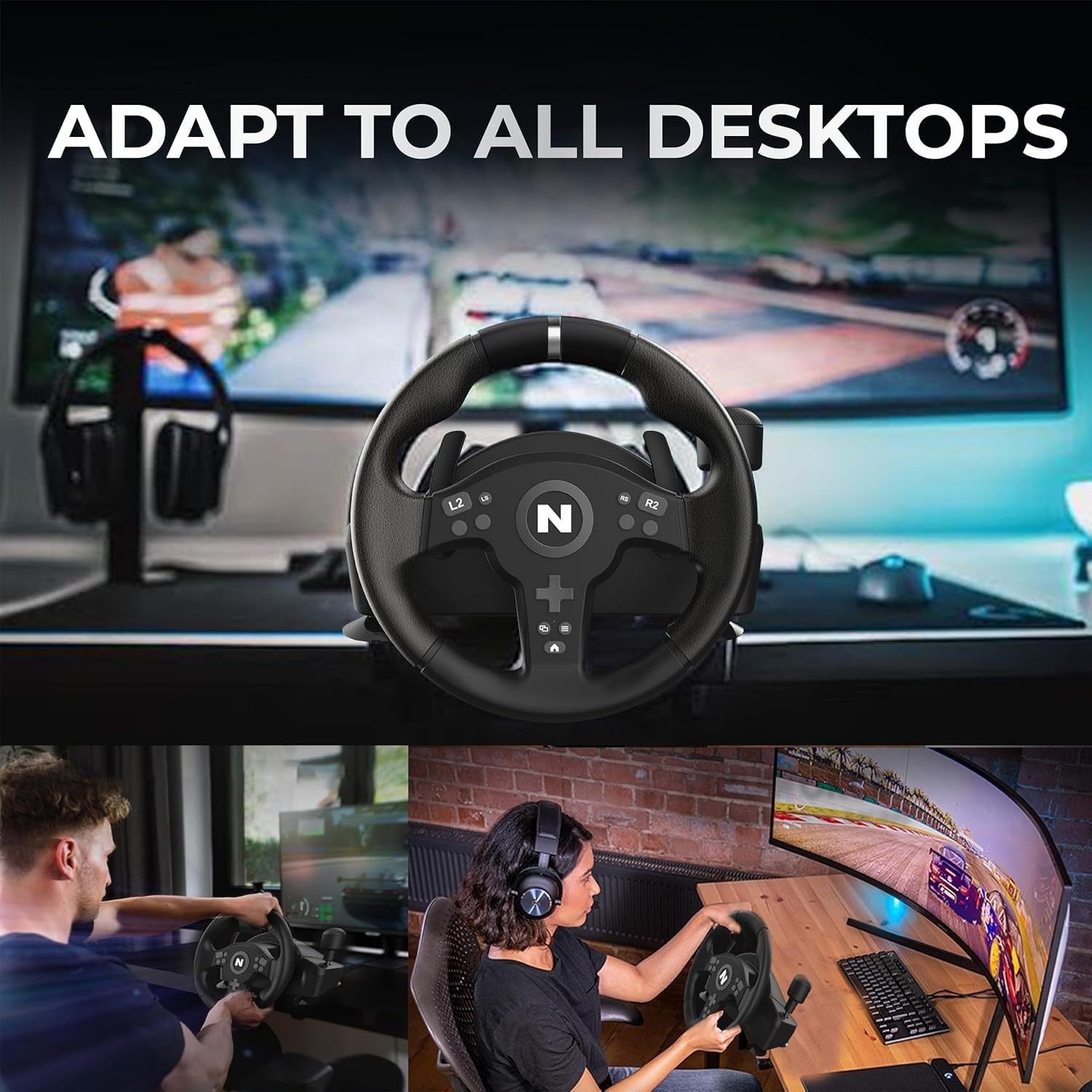Volant de course PC/PS4/Xbox avec pédales et levier - Jusqu'à 35% de réduction