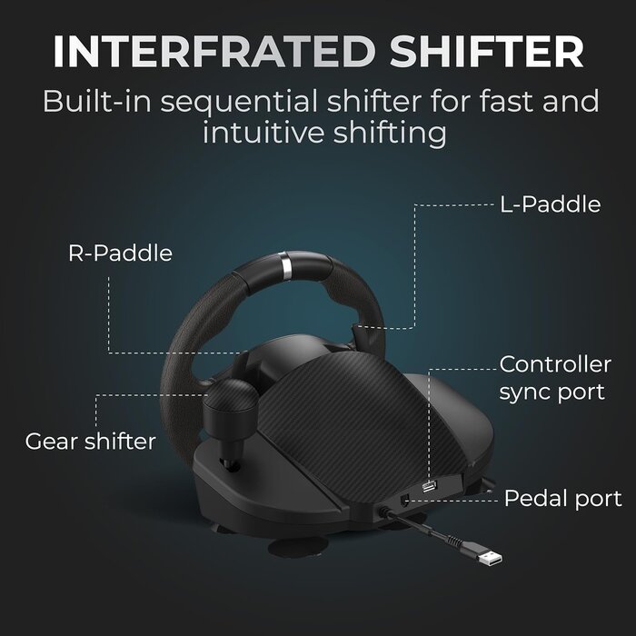 Volant de course avec pédales et levier de vitesses - Compatible PC, PS4, Xbox Series X/S, Xbox One - Angle de 270° avec retour de force