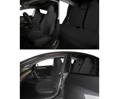 Ensemble Complet de Housses de Siège Auto en Tissu Noir pour Tesla Model 3 (2017-2023) - Ajustement Parfait