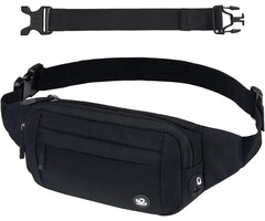 Sac banane unisexe WATERFLY en nylon noir, petite taille, pour sport et voyage