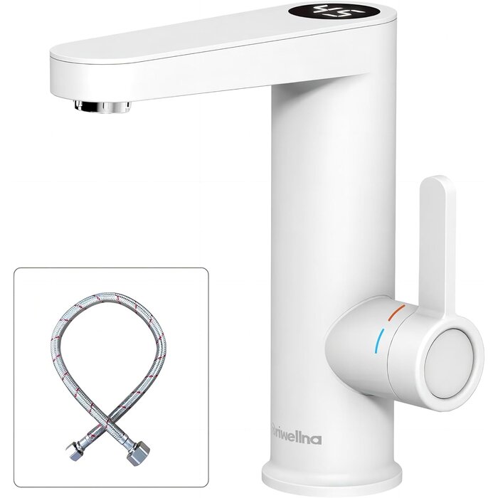 Robinet Chauffe-eau Instantané Électrique pour Salle de Bain - Affichage Numérique Blanc