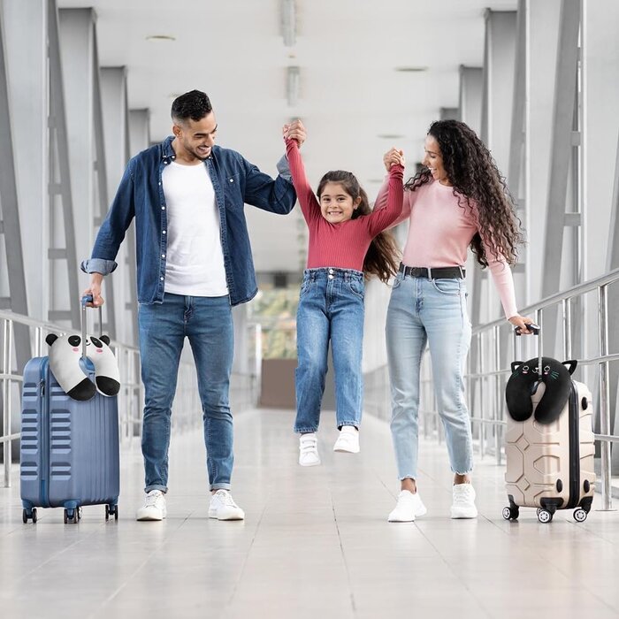 Oreiller de voyage en mousse à mémoire de forme U pour enfants et adultes - Support tête - Motif panda blanc