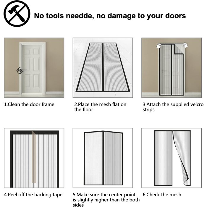 Moustiquaire Magnétique pour Porte de Balcon 95x215 Noir - Protection Estivale Contre les Insectes