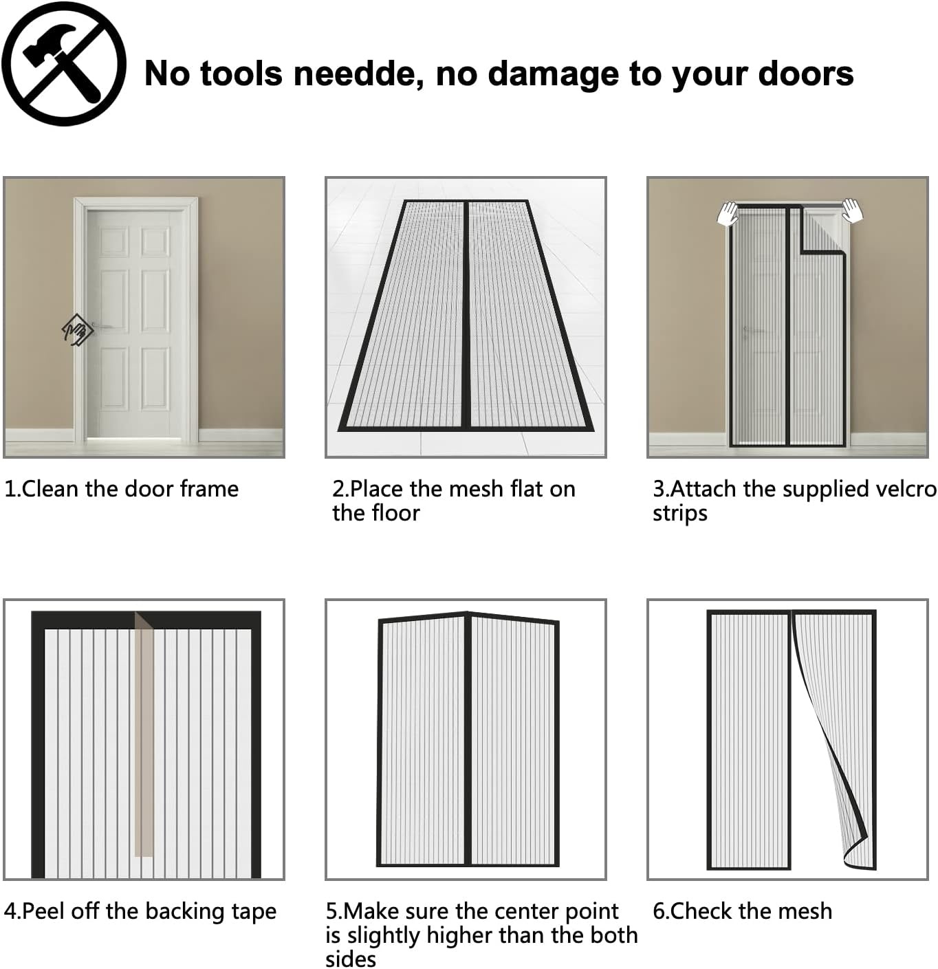 Moustiquaire Magnétique pour Porte de Balcon 95x215 Noir - Protection Estivale Contre les Insectes