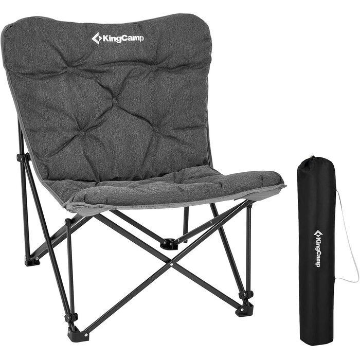 Fauteuil de camping KingCamp XXL rembourré, dossier haut, pliable, léger, avec sac, pour jardin, balcon, plage, extérieur