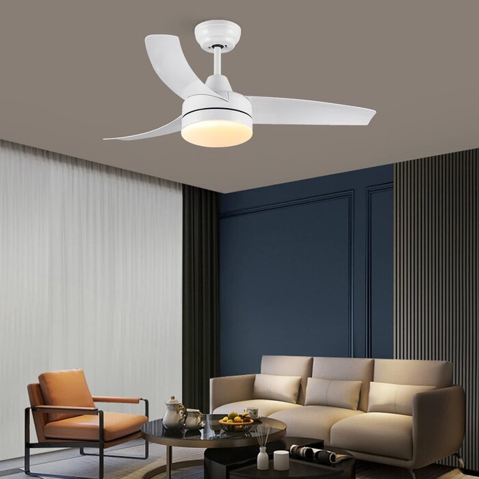 Ventilateur de Plafond Blanc 132cm avec Lumière Dimmable, Moteur DC Silencieux, 6 Vitesses, Minuterie et Télécommande