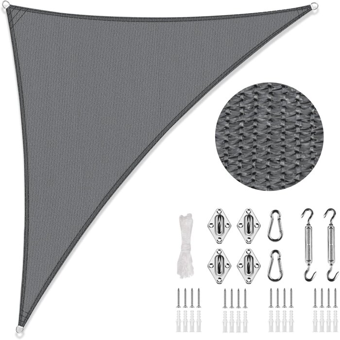 Bâche d'ombrage rectangulaire 2x3m, respirante, protection UV 95%, anthracite