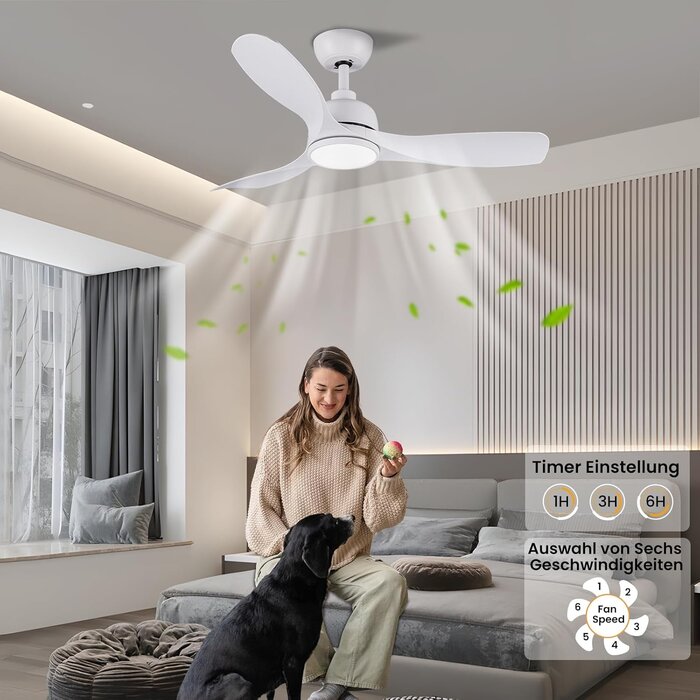 Ventilateur plafond LED 107cm silencieux réversible - Jusqu'à 30% de réduction !