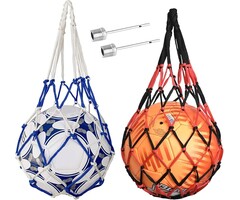 Lot de 2 Sacs Filet Portables pour Ballons - Polyester, Pliable - Idéal Sports & Loisirs - Couleurs Variées
