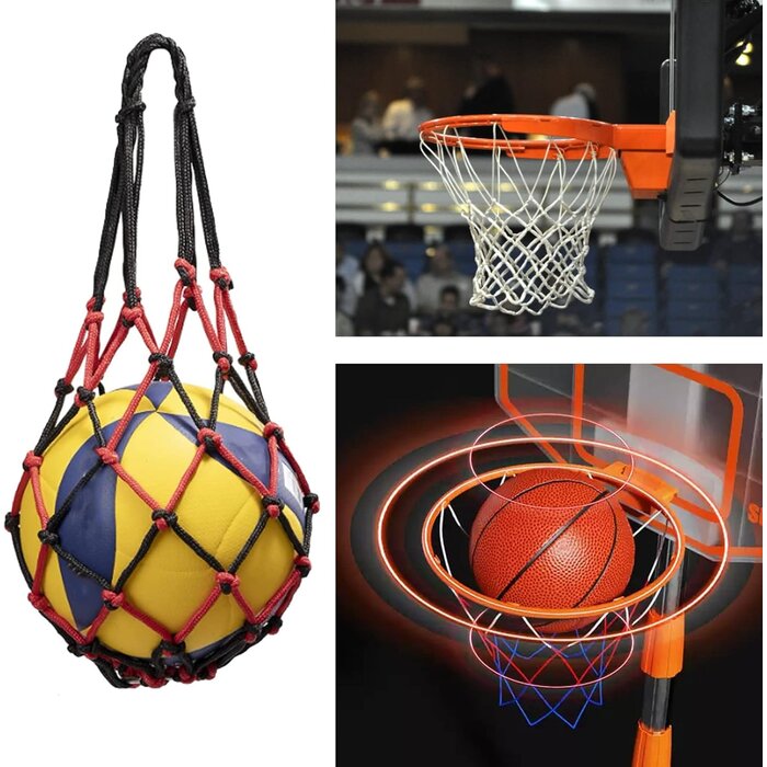 Lot de 2 Sacs Filet Portables pour Ballons - Polyester, Pliable - Idéal Sports & Loisirs - Couleurs Variées