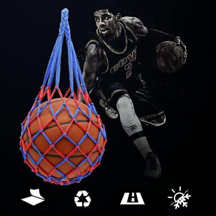 Lot de 2 Sacs Filet Portables pour Ballons - Polyester, Pliable - Idéal Sports & Loisirs - Couleurs Variées