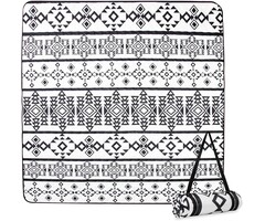 Couverture de pique-nique imperméable 200x200cm, tapis de plage/camping pliable et portable, noir et blanc